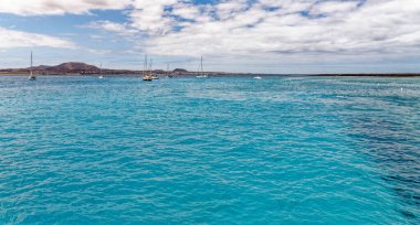 Islote de Lobos 'a yelken gezisi. Lobos Adası - Fuerteventura, Kanarya Adaları, İspanya - 24.09.2023