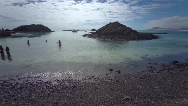 Vulkanlandschaft Von Islote Lobos Insel Lobos Fuerteventura Kanarische Inseln Spanien — Stockvideo