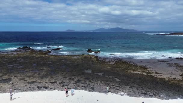 Vista Aérea Playa Del Mejillón Playa Del Bajo Burra Llamada — Vídeos de Stock