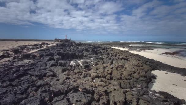 Piscinas Maré Naturais Praia Playa Los Charcos Farol Toston Piscinas — Vídeo de Stock