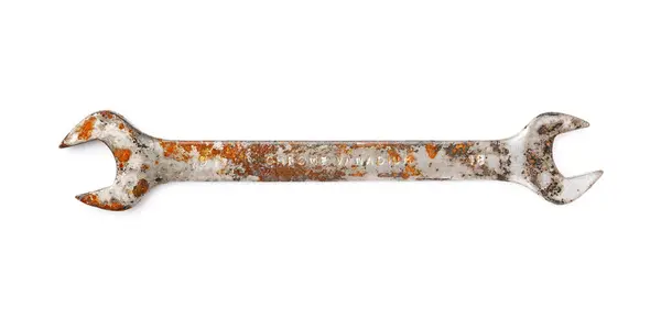 Old Rusted Spanner Isolated White Background — Stock Photo, Image