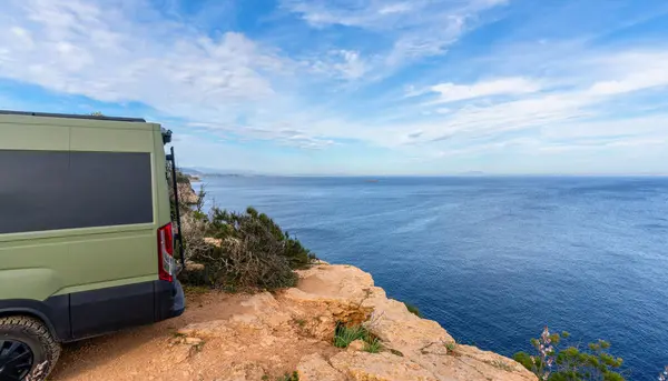 Weitblick Auf Die Mallorquinische Küste Einem Sonnigen Sommertag Stockfoto