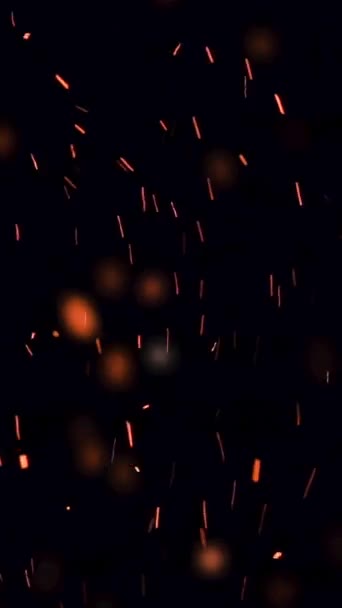 Ultra Slow Motion Szybki Strzał Płomieni Ognia Świecących Cząstek Popiołu — Wideo stockowe