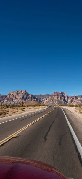 Empty Long Nevada Mountain Road Horizon Sunny Summer Day Bright — Stock Photo, Image