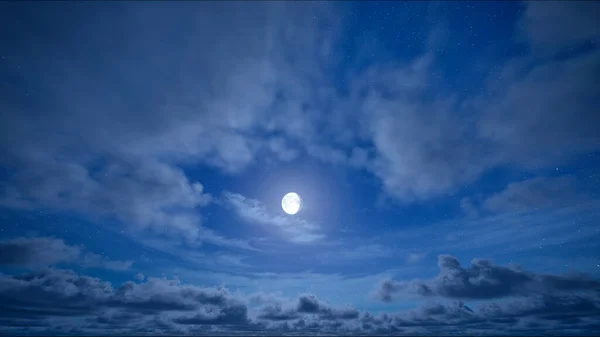 Full Moon Night Starry Blue Sky Moving Clouds Moon Cloudy — Stock Photo, Image
