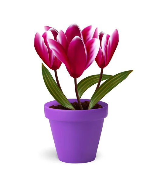 ポットの春の花 ベクトル — ストックベクタ