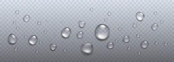 Realistische Regentropfen Luftblasen Sauerstoff Auf Dem Transparenten Hintergrund Vektor — Stockvektor