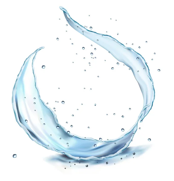 Tansparent Water Spat Druppels Geïsoleerd Transparante Achtergrond Watergolven Met Luchtbellen — Stockvector