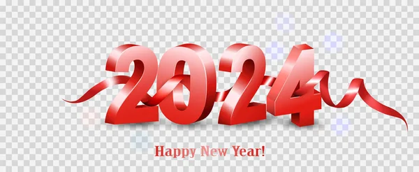 Feliz Natal Feliz Ano Novo 2024 Números Vermelhos Com Fita Vetores De Bancos De Imagens Sem Royalties