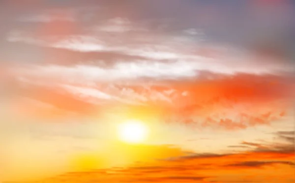 Sunset Ουρανό Φόντο Διαφανή Σύννεφα Και Τον Ήλιο Εικονογράφηση Διανύσματος Διανυσματικά Γραφικά