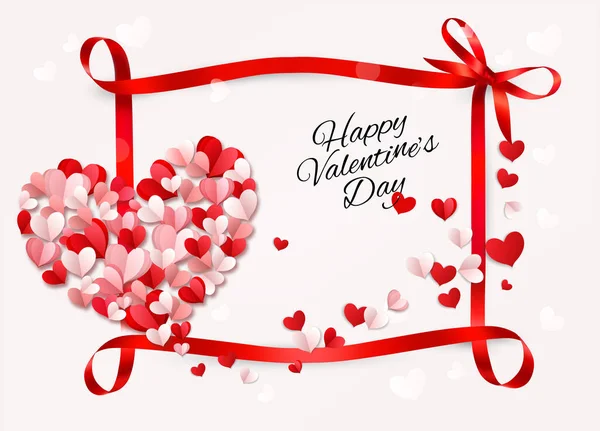 Boldog Valentin Napot Gyönyörű Kártyát Színes Szív Alakú Gyűjtött Szív — Stock Vector