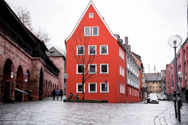 Nuremberg Alemania Diciembre 2021 Arquitectura Genérica Vista Calle Desde Las — Foto de Stock