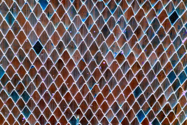 Wandfragment Met Middeleeuwse Keramische Tegels Diamantvorm Architectonische Detail Textuur Achtergrond — Stockfoto