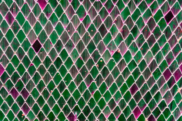 Wandfragment Met Middeleeuwse Keramische Tegels Diamantvorm Architectonische Detail Textuur Achtergrond — Stockfoto