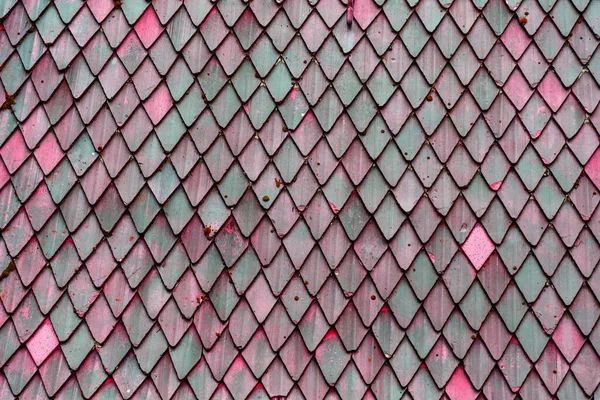 Veggfragment Med Middelalderske Keramiske Fliser Diamantform Bakgrunn Arkitektonisk Detaljstruktur – stockfoto
