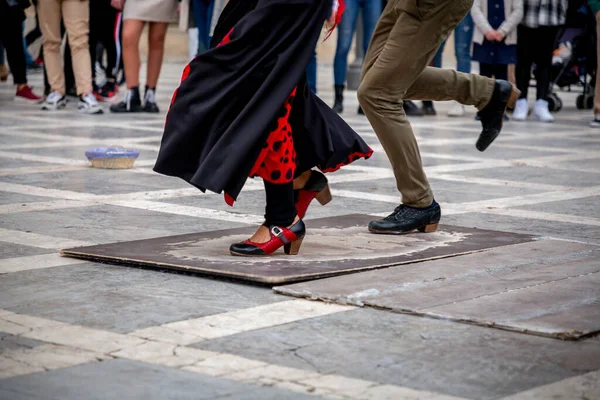 Grupo Artistas Ciganos Realizando Flamenco Art Rua Granada Andaluzia Espanha — Fotografia de Stock