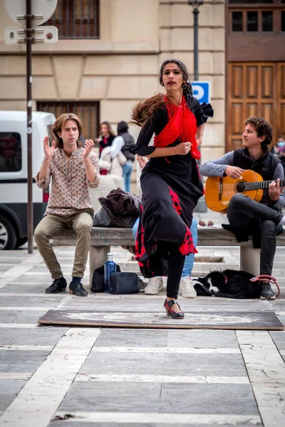 Grenade Espagne Févr 2022 Groupe Artistes Tsiganes Jouant Flamenco Dans — Photo