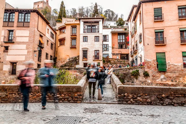 Granada Espanha Fev 2022 Ponte Pedra Arquitetura Tradicional Moura Espanhola — Fotografia de Stock