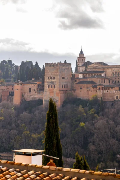 Granada Espanha Fevereiro 2022 Alhambra Complexo Palácio Fortaleza Localizado Granada — Fotografia de Stock