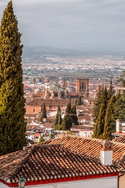 Granada Espanha Fevereiro 2022 Vista Aérea Dos Edifícios Cidade Histórica — Fotografia de Stock