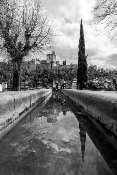 Granada Espanha Feb 2022 Bela Vista Famoso Palácio Alhambra Mirador — Fotografia de Stock