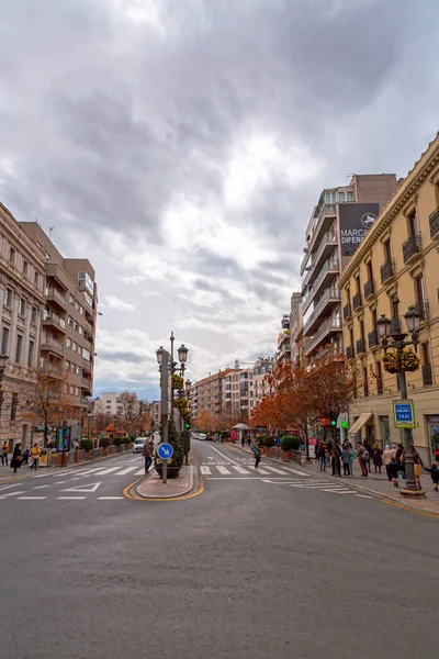 Granada Spain February 2022 Generic Architecture Street View Main Street — Stock Photo, Image