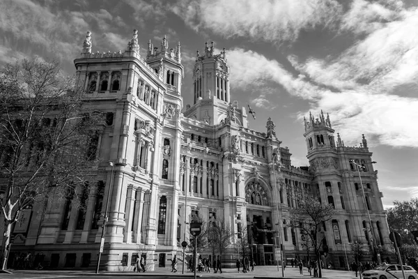 Madrid Spanya Şubat 2022 Cibeles Palace Resmi Adıyla Palacio Comunicaciones — Stok fotoğraf