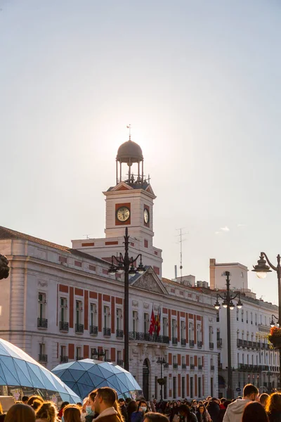 Μαδρίτη Ισπανία Φεβρουάριος 2022 Puerta Del Sol Είναι Μια Δημόσια — Φωτογραφία Αρχείου