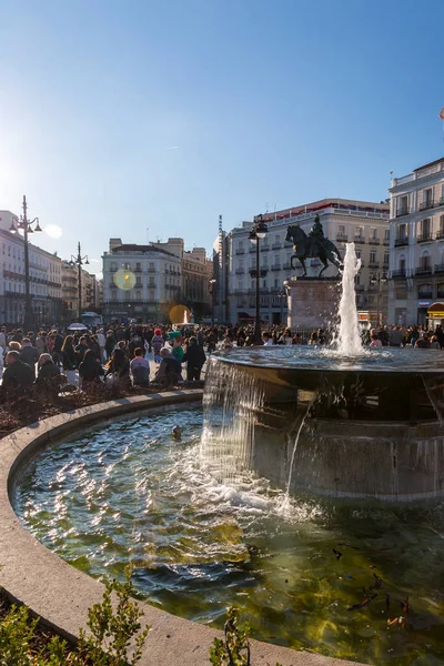 Madrid España Feb 2022 Puerta Del Sol Una Plaza Pública —  Fotos de Stock