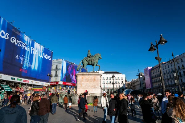 Madrid España Feb 2022 Puerta Del Sol Una Plaza Pública — Foto de Stock