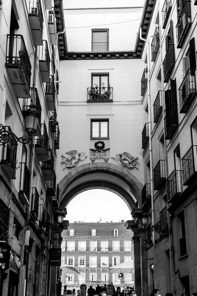 Madryt Hiszpania Feb 2022 Widok Miasto Plaza Mayor Rynku Miejskiego — Zdjęcie stockowe