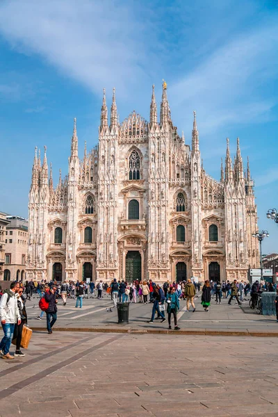 stock image Milan, Italy-March 29, 2022: The Milan Cathedral (Italian: Duomo di Milano, Lombard: Domm de Milan, or Metropolitan Cathedral-Basilica of the Nativity of Saint Mary is a major cathedral in Milan.