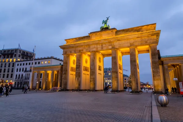 Berlin Allemagne Décembre 2021 Célèbre Monument Porte Brandebourg Brandenburger Tor — Photo