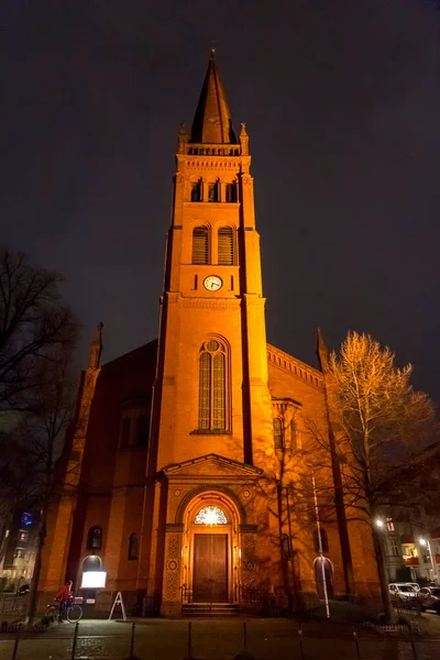Berlín Alemania Dic 2021 Exterior Iglesia Evangélica Los Doce Apóstoles — Foto de Stock