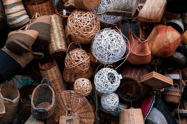 Athens Greece Nov 2021 Traditional Handmade Baskets Household Items Sold — Stock Photo, Image