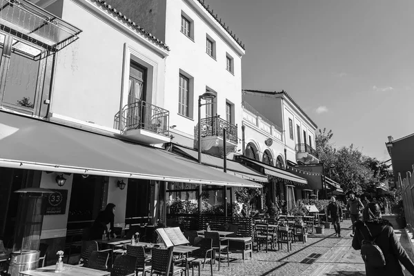 아테네 그리스 2021 그리스 아테네의 거리에 전통적 그리스 식당의 — 스톡 사진