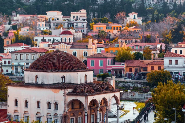 stock image Athens, Greece - 25 Nov 2021: Monastiraki is a flea market neighborhood in the old town of Athens, and is one of the principal shopping districts in Athens.