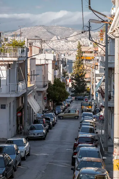 stock image Athens, Greece - 25 Nov 2021: View from the central streets of Athens, the Greek capital.