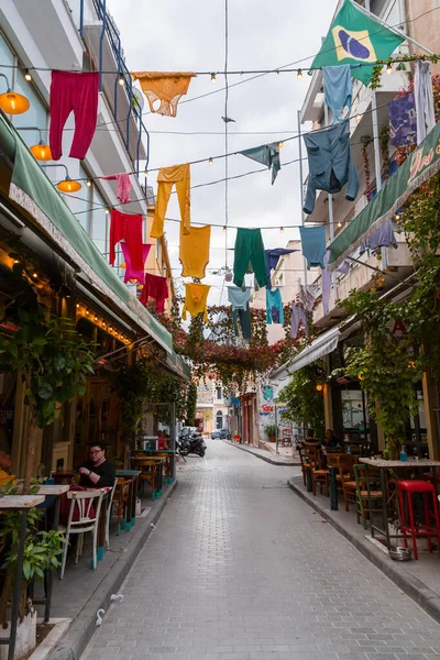 Αθήνα Ελλάδα Νοεμβρίου 2021 Υπαίθριες Θέσεις Στα Παραδοσιακά Ελληνικά Εστιατόρια — Φωτογραφία Αρχείου