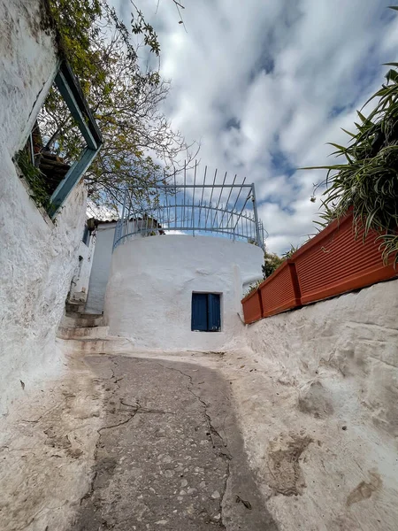 Anafiotika Atina Nın Manzaralı Küçük Bir Mahallesi Plaka Adında Eski — Stok fotoğraf