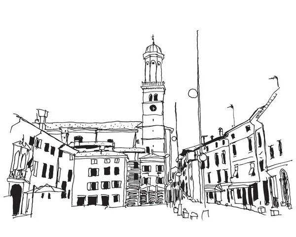 意大利弗留利 朱利亚地区Cormons社区的矢量手绘草图 — 图库矢量图片