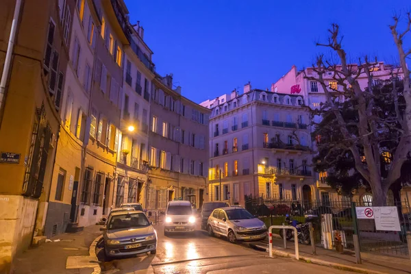 Marseille France January 2022 Evening Scene Streets Marseille City Southern — Stock Photo, Image