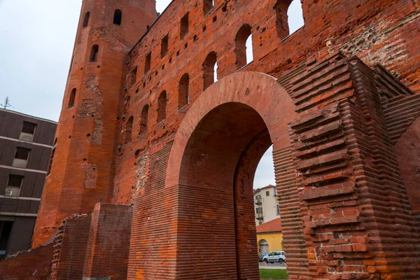 Palatine Gate Porta Palatina Roman Age City Gate Turin Providing — Stock Photo, Image