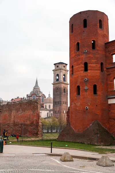 Turin Italy March 2022 Palatine Gate Porta Palatina Roman Age — Stock Photo, Image