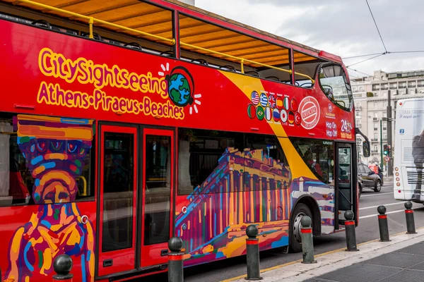 stock image Athens, Greece -NOV 24, 2021: Athens City tour bus, a double-decker service to explore the city of Athens, Greece.