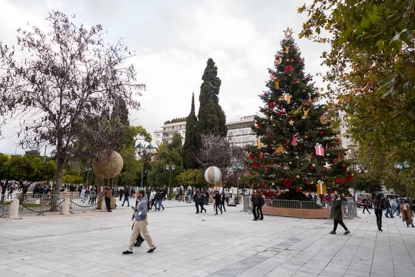 Atenas Grecia Nov 2021 Decoraciones Navideñas Plaza Syntagma Centro Atenas —  Fotos de Stock