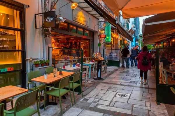 Athènes Grèce Nov 2021 Sièges Extérieurs Dans Les Restaurants Grecs — Photo