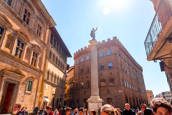 Florence Italy April 2022 Column Justice Ancient Roman Marble Column — 图库照片