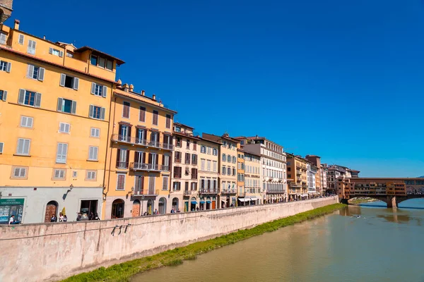 stock image Florence, Italy - April 5, 2022: Building and historical structures around the Arno River, Florence, Tuscany, Italy.