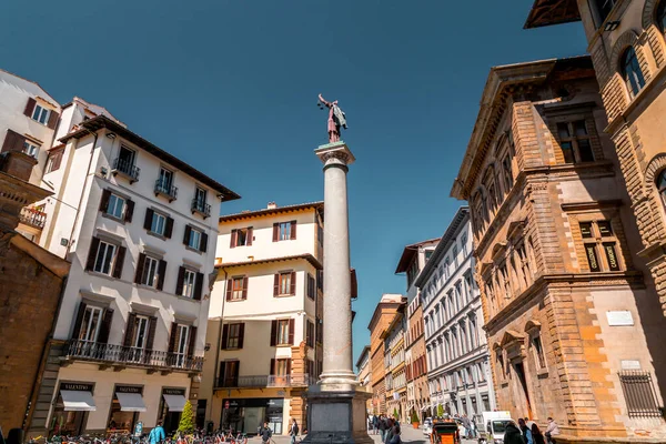 Florence Italy April 2022 Column Justice Ancient Roman Marble Column — Stock Photo, Image
